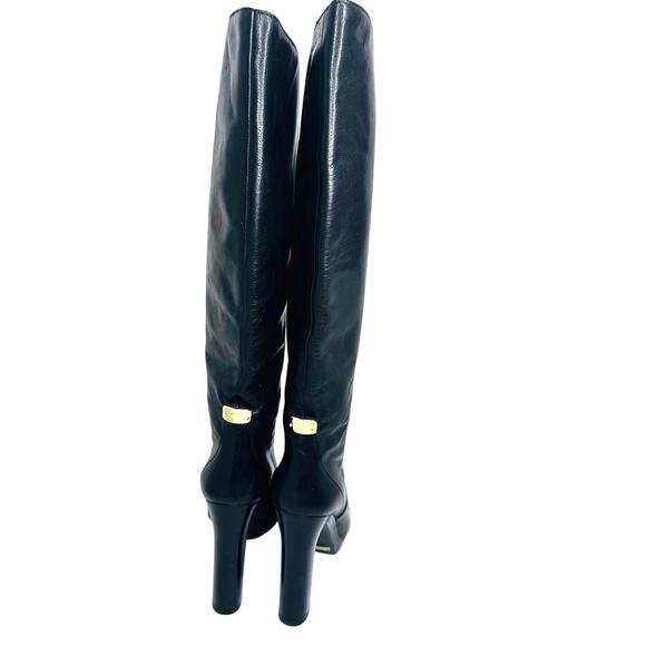 Gucci Black Leather Tall High Heel Platform knee high Boots Designer sz EU 39.5 - Picture 6 of 12